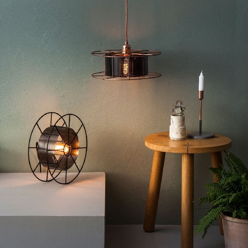 Vloerlamp SPOOL Zwart met Skin Geel
