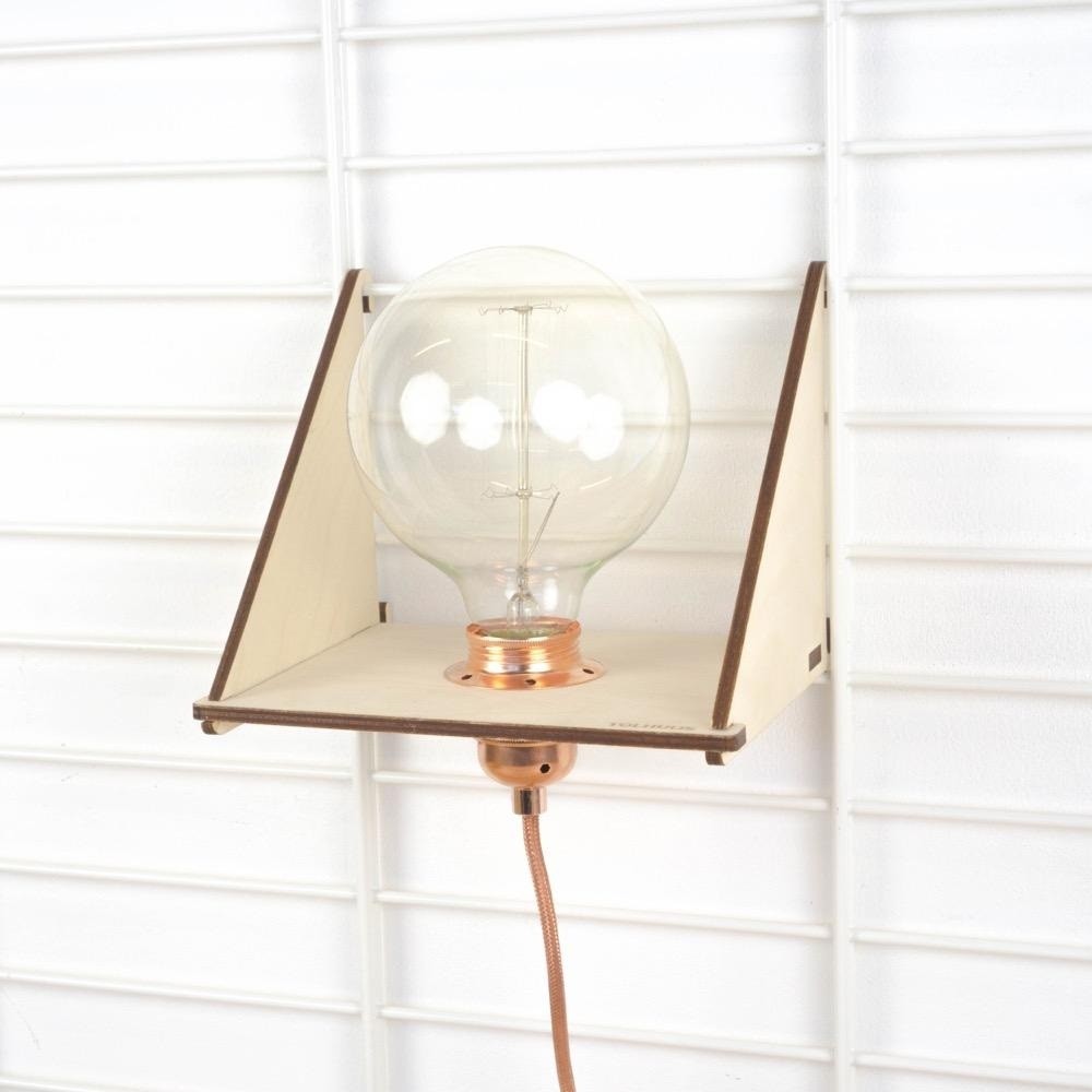 Wandrek FENCY plank en lamp (19x18 cm)