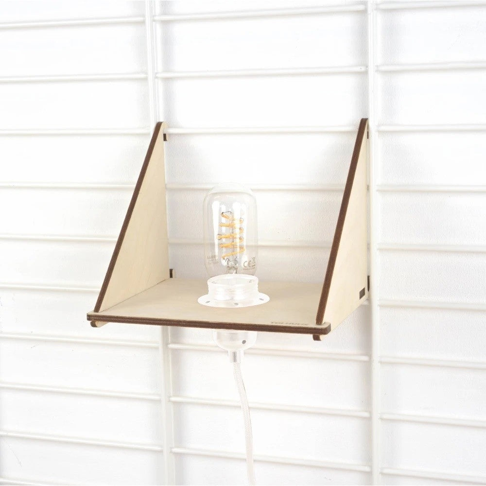 Wandrek FENCY plank en lamp (19x18 cm)