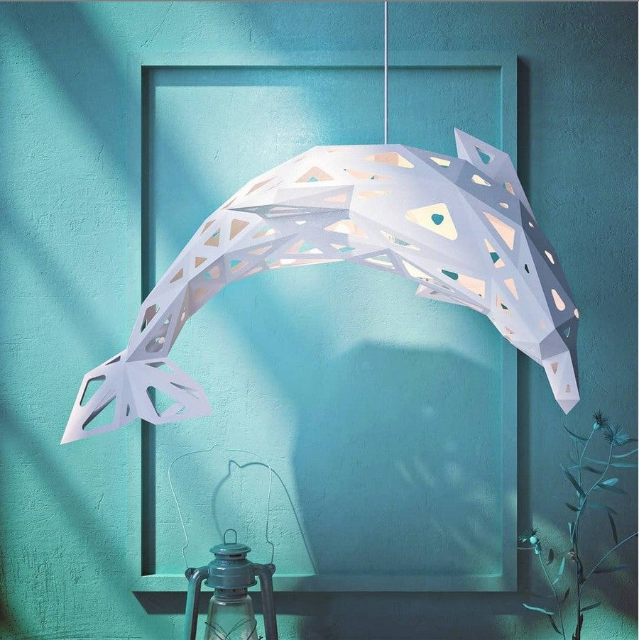 Dolphin Paper Lampshade White