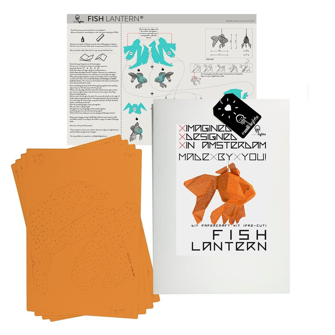 Fish Paper Lantern Oranje
