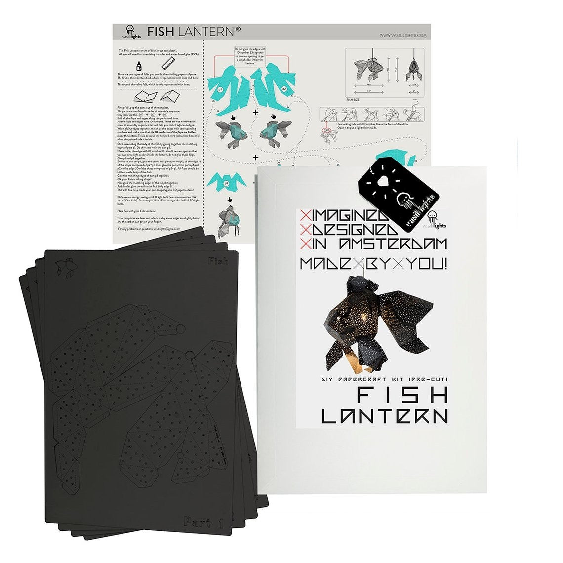 Fish Paper Lantern Zwart