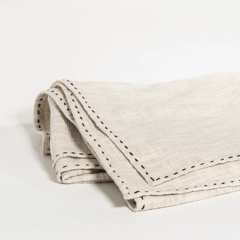 Weave – tafelkleed khadi – oat and black