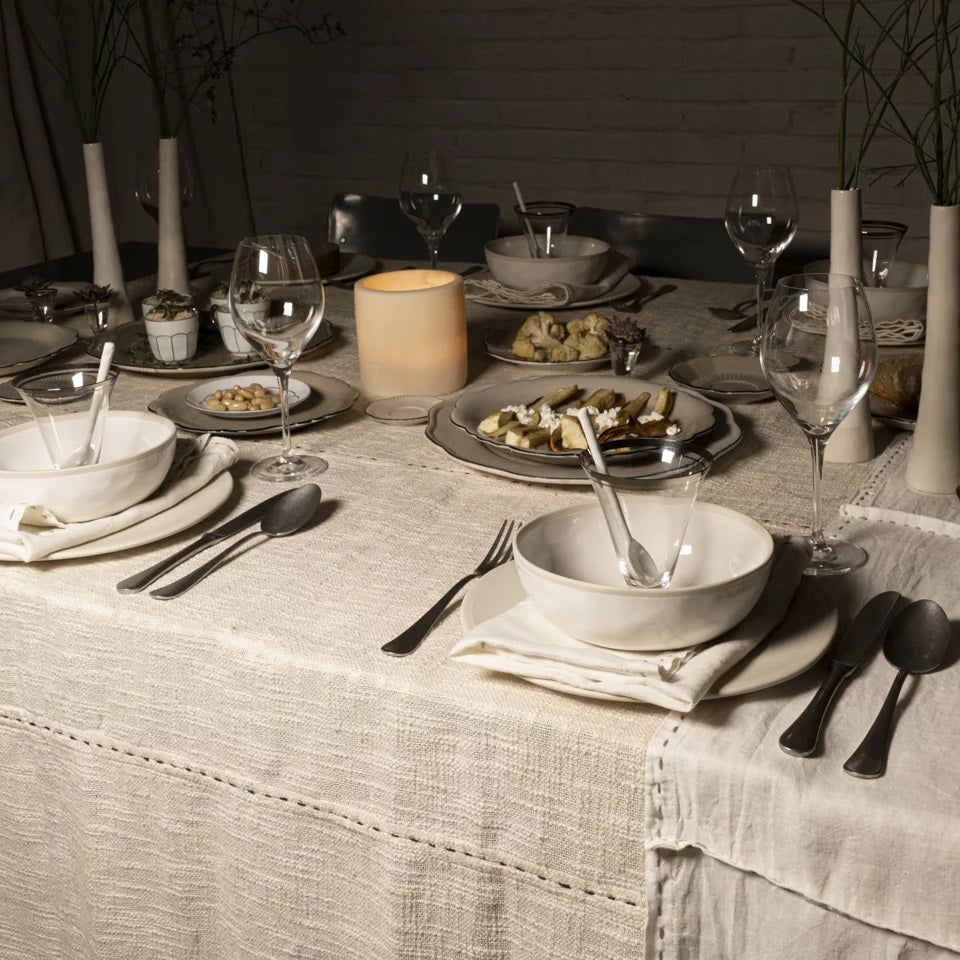 Weave – tafelkleed linnen – rice and grey