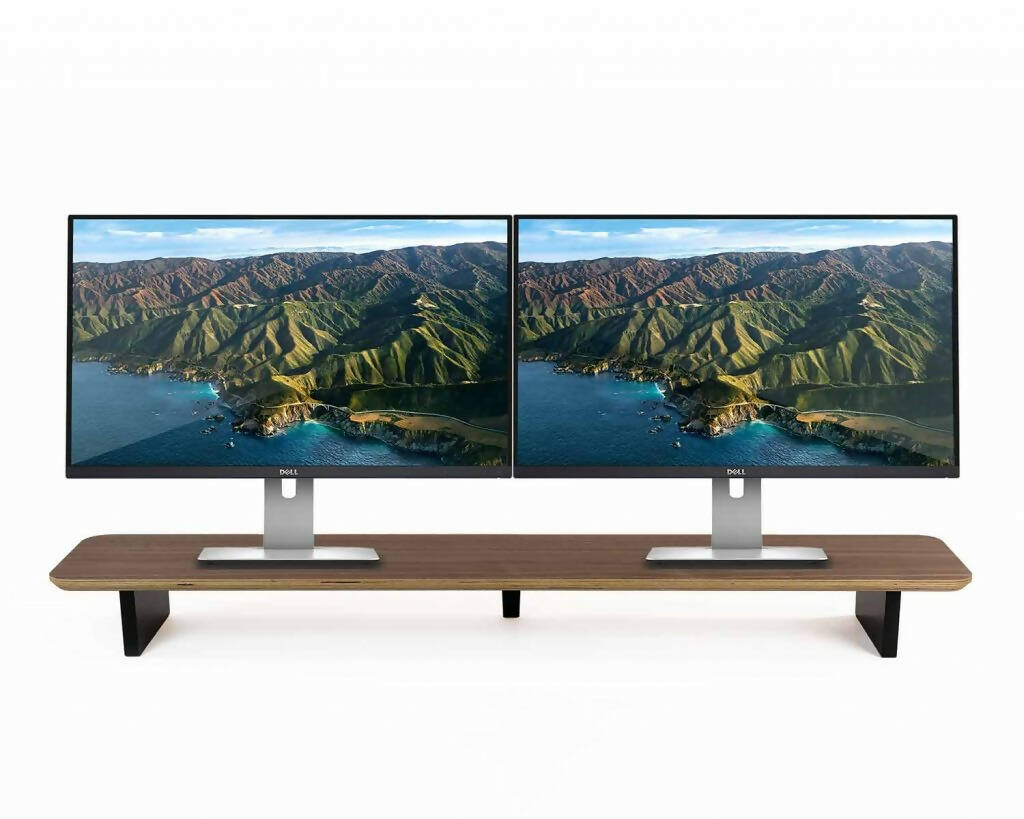 Dual Monitor Verhoger (114x23cm) - Setup Cockpit - Walnut