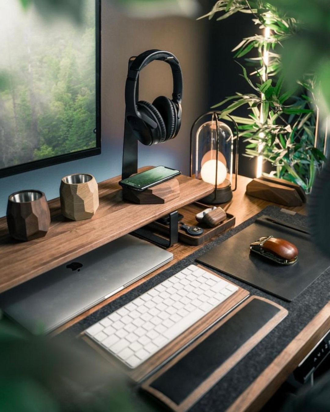 Dual Monitor Verhoger (114x23cm) - Setup Cockpit - Walnut