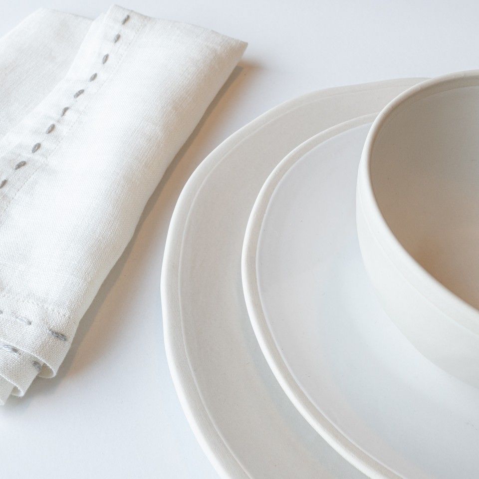 Atelier set 4 dinerborden - milk