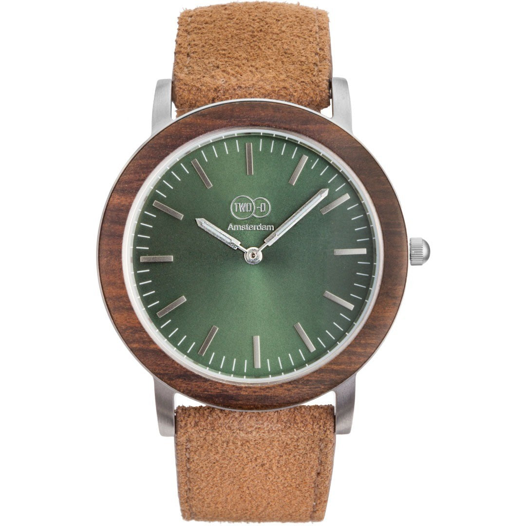 Waterloo - Suède Walnoten Horloge 39mm