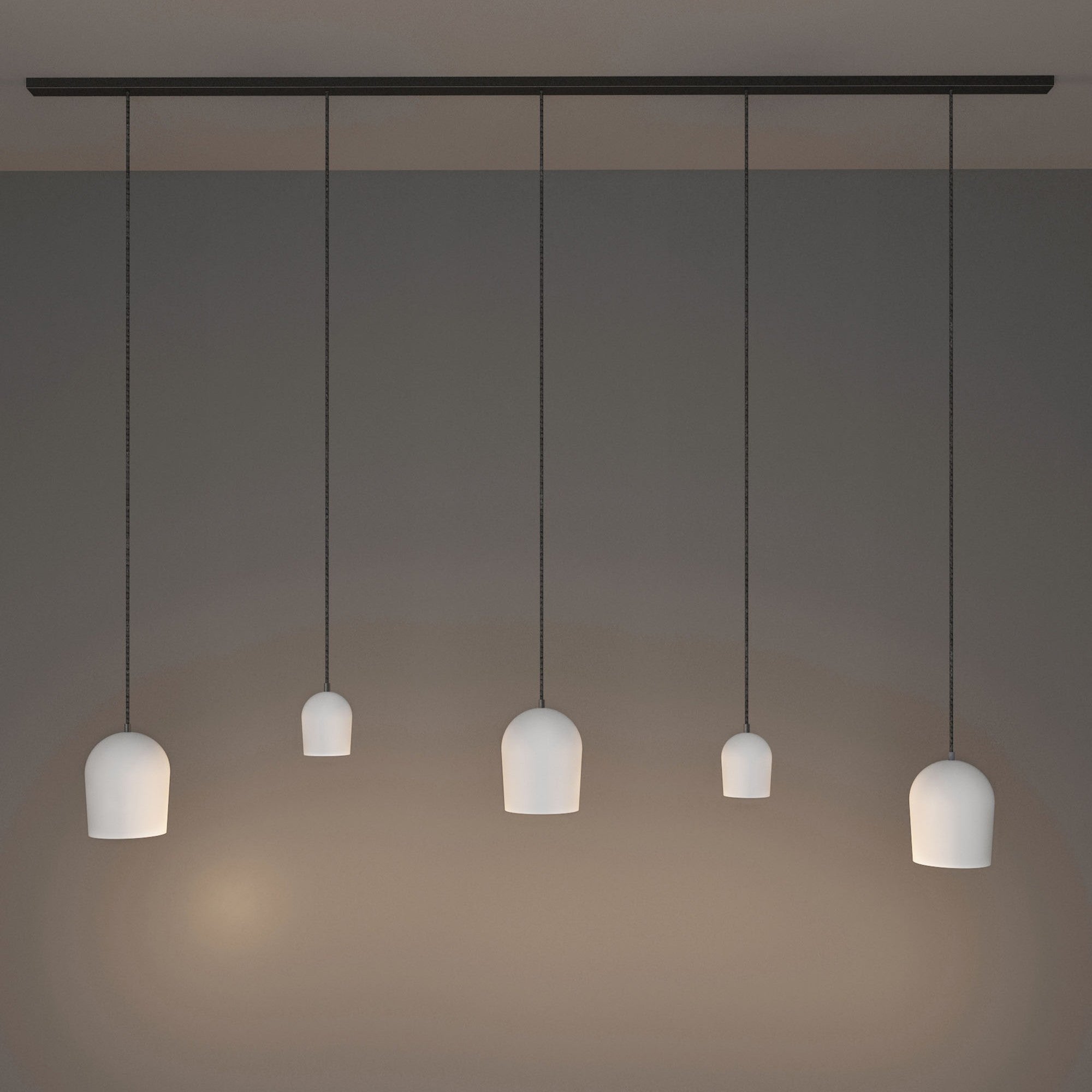 Archy Rail Set - 3 Medium + 2 Small White Hanglamp