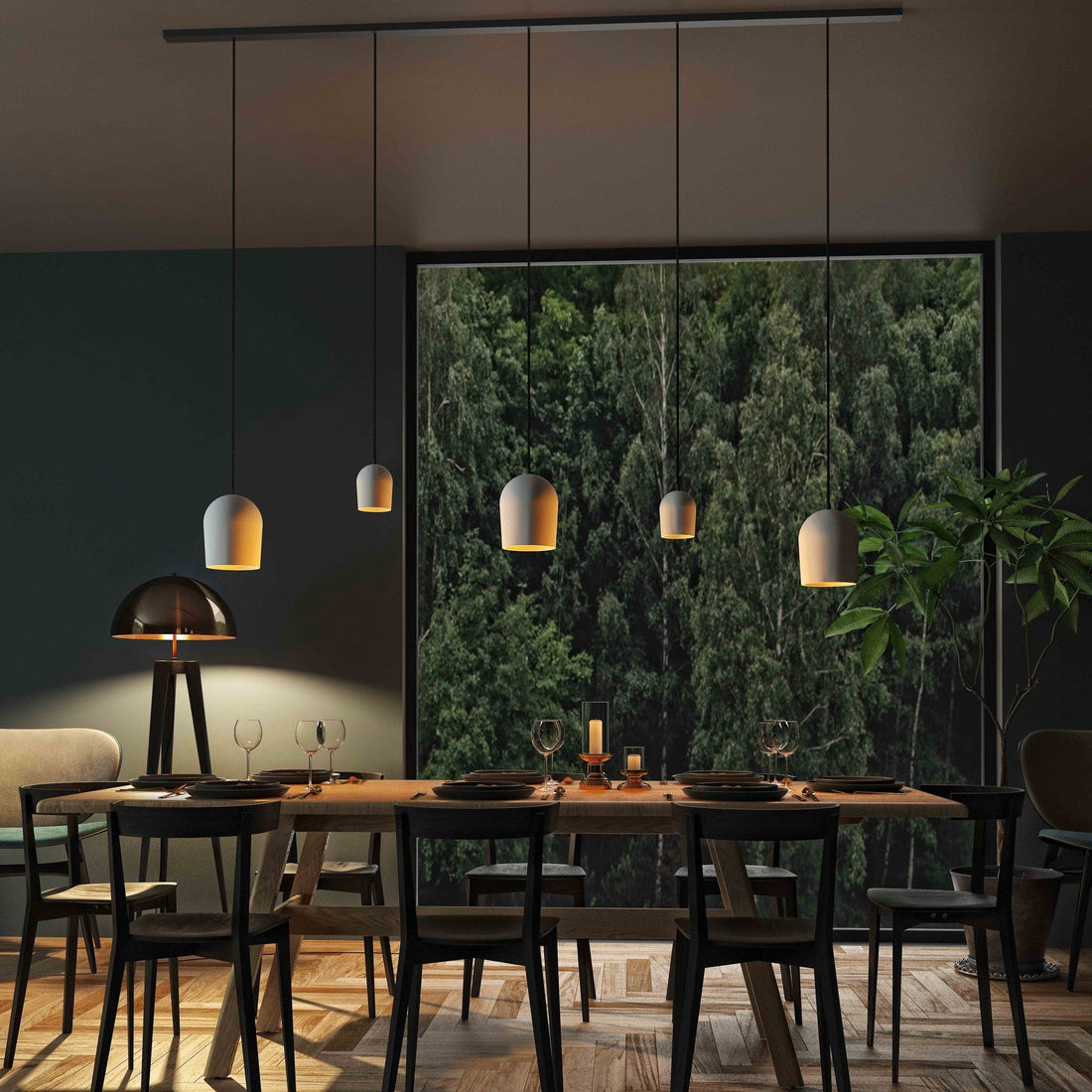 Archy Rail Set - 3 Medium + 2 Small White Hanglamp