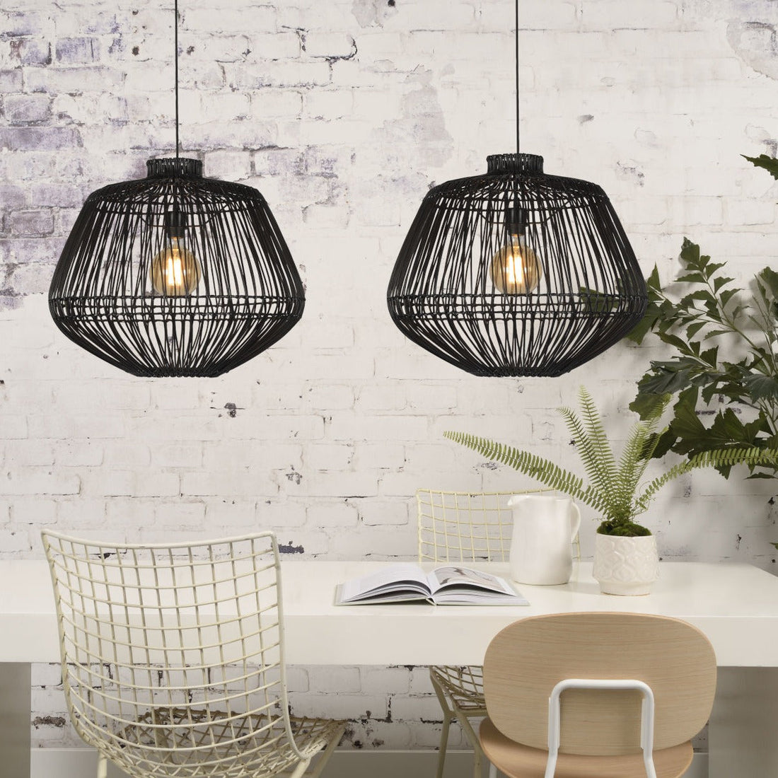 Madagascar - Hanglamp - Rotan - Zwart