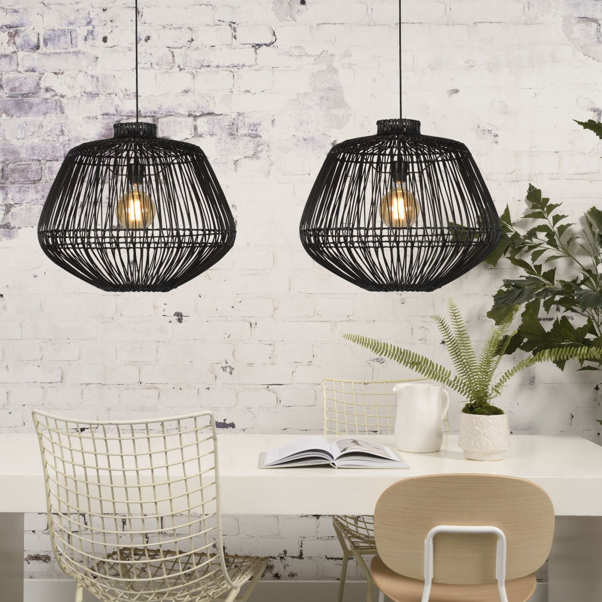 Madagascar - Hanglamp - Rotan - Zwart