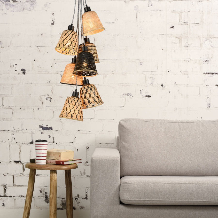 Kalimantan- Hanglamp - Bamboe - 7-kap