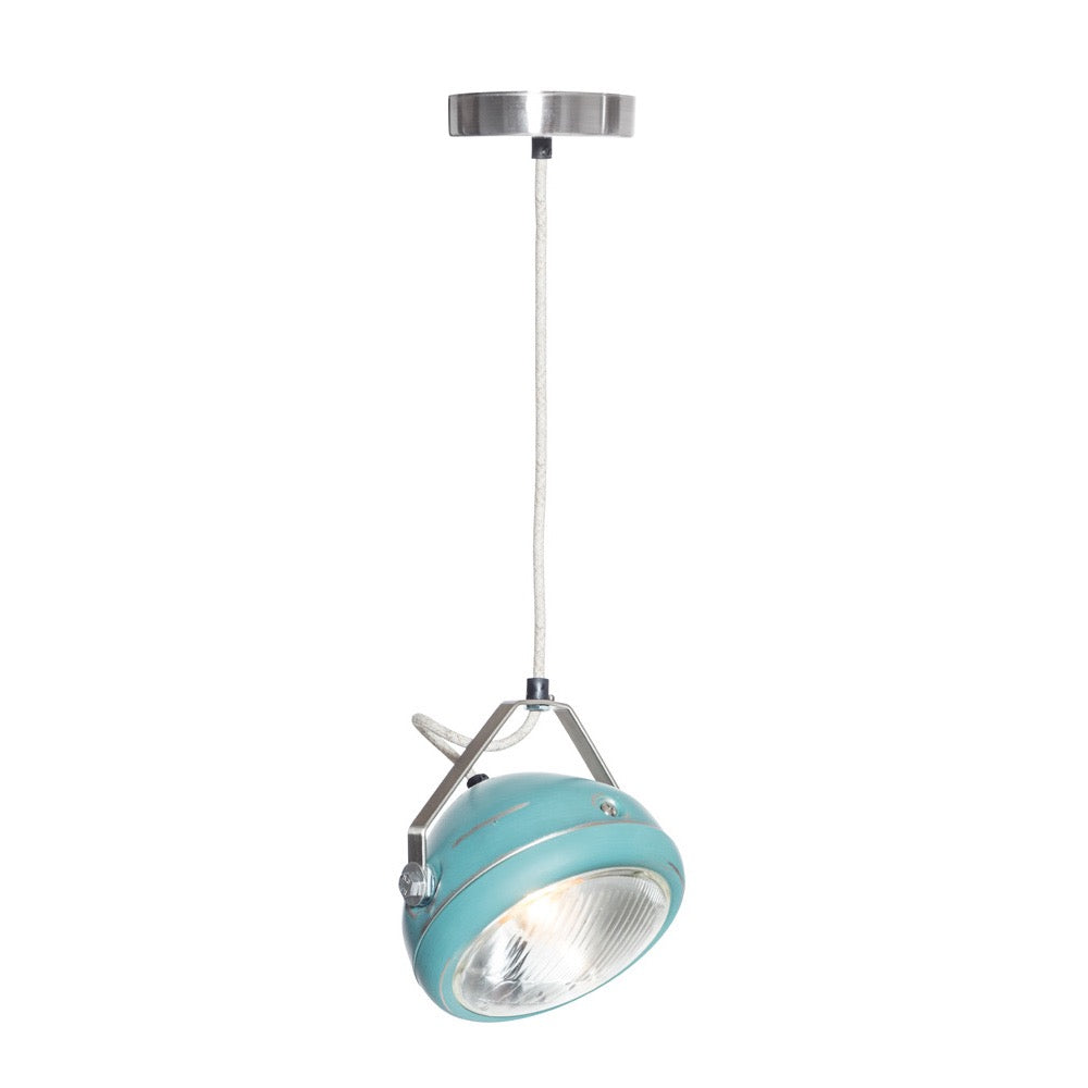 No.5 Hanglamp vintage koplamp aqua