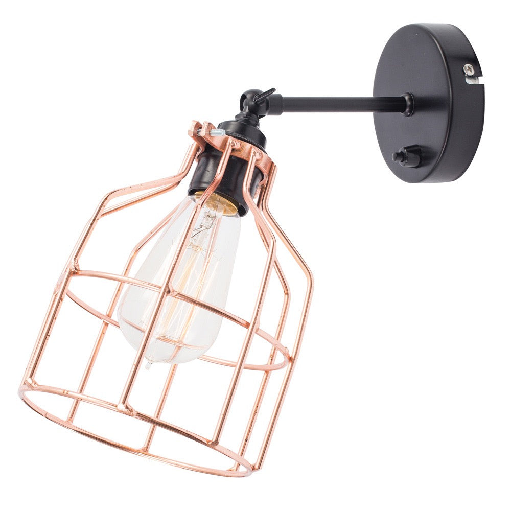 No.15 Wandlamp zwart met koperen kooi
