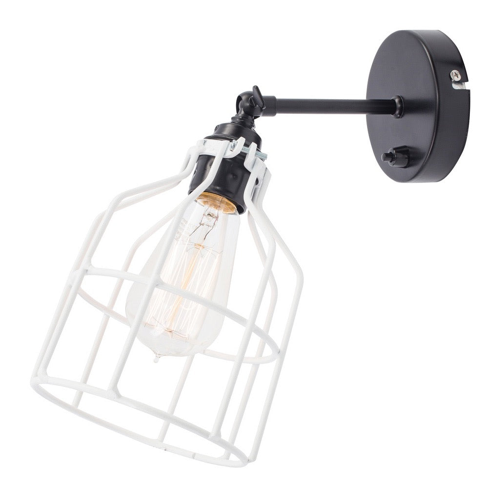 No.15 Wandlamp zwart met witte kooi