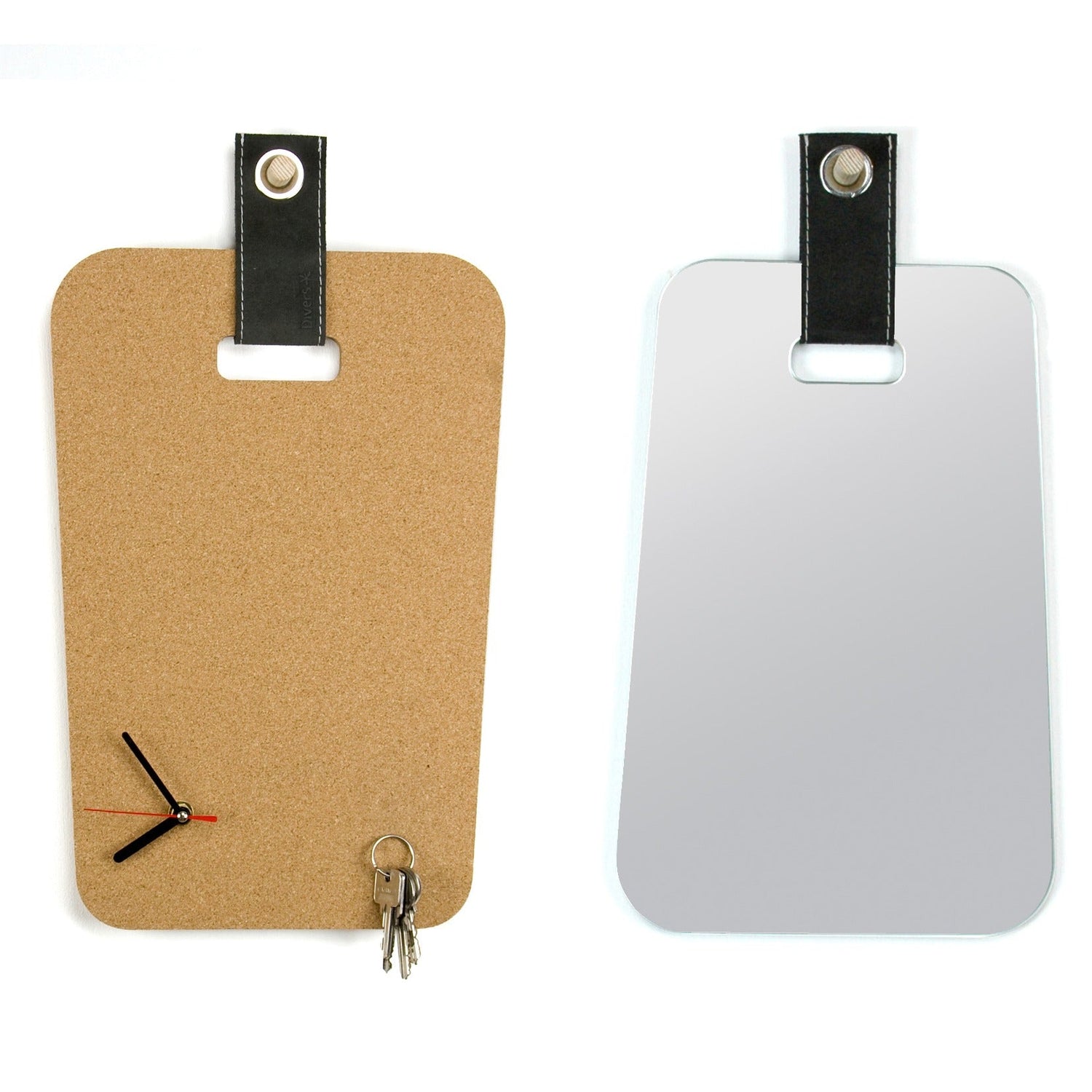 Prikbord &amp; klok - Leather plus