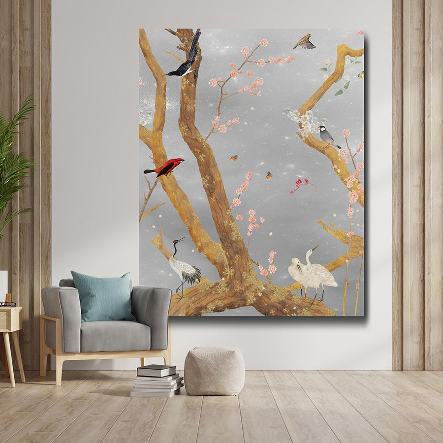 Behangpaneel 80*100 cm Mystic Garden Grey