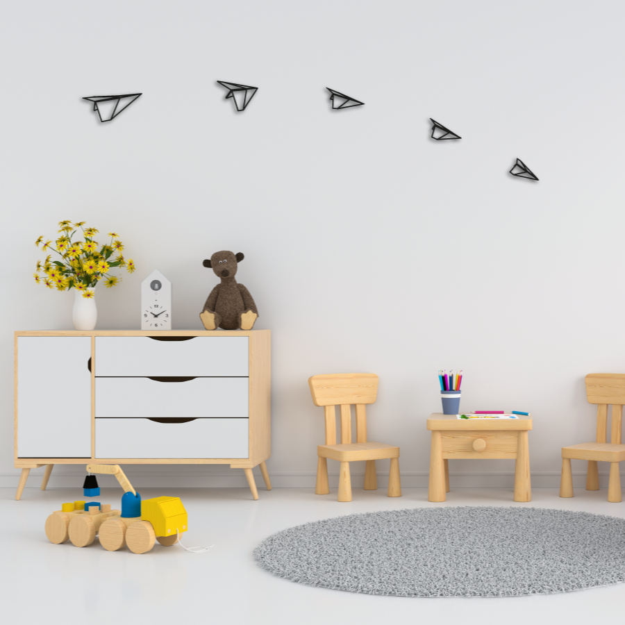 Wanddecoratie Vliegtuigjes - hout of zwart