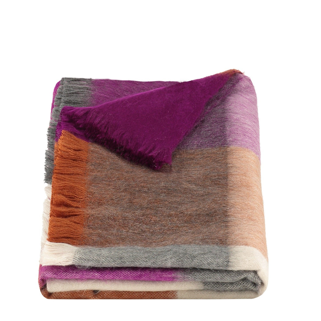 Sjaal/Omslagdoek Geblokt Violet/Roest/Naturel