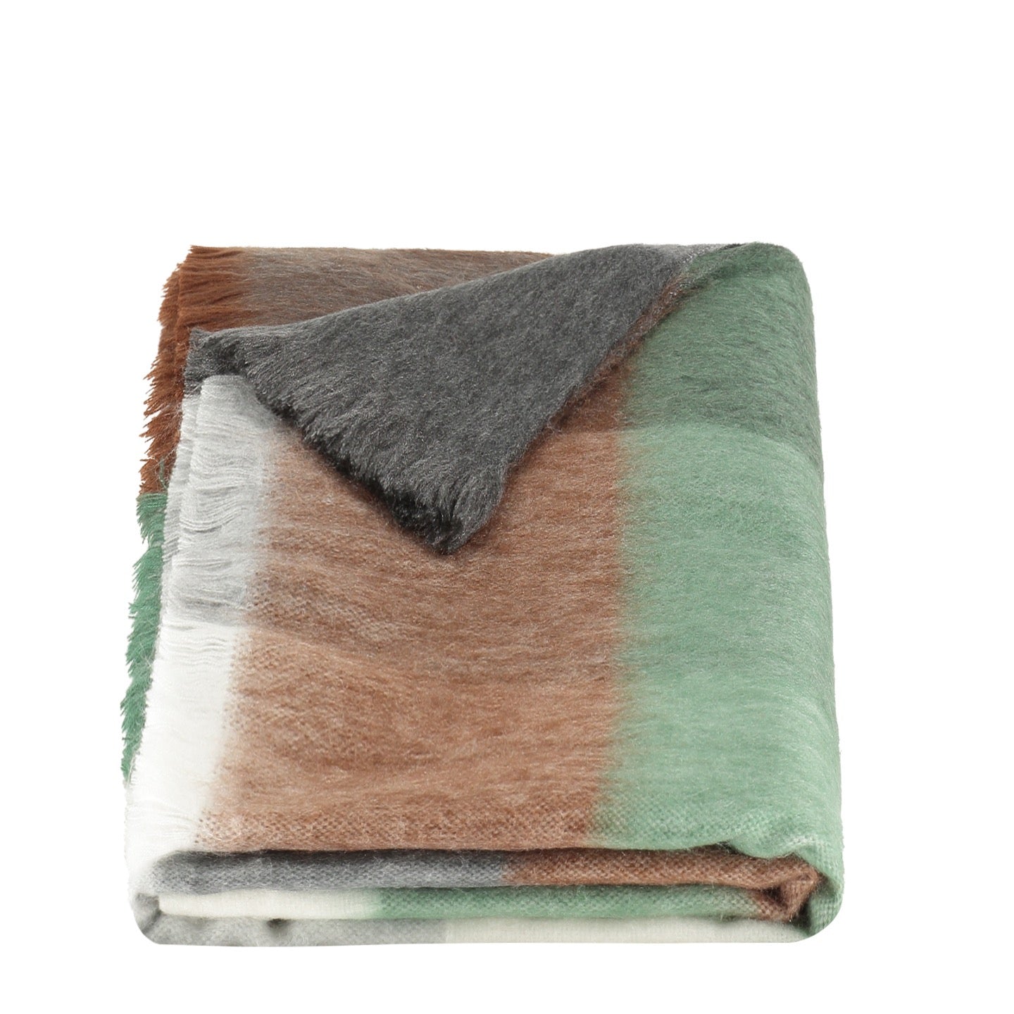 Sjaal/Omslagdoek Geblokt Bruin/Mint/Grijs