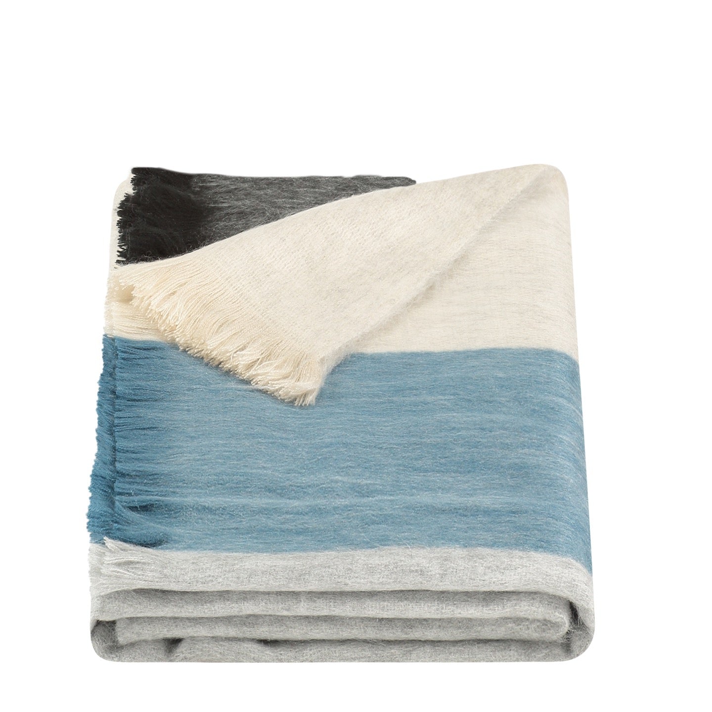 Sjaal/Omslagdoek Gestreept Blauw/Zwart/Naturel