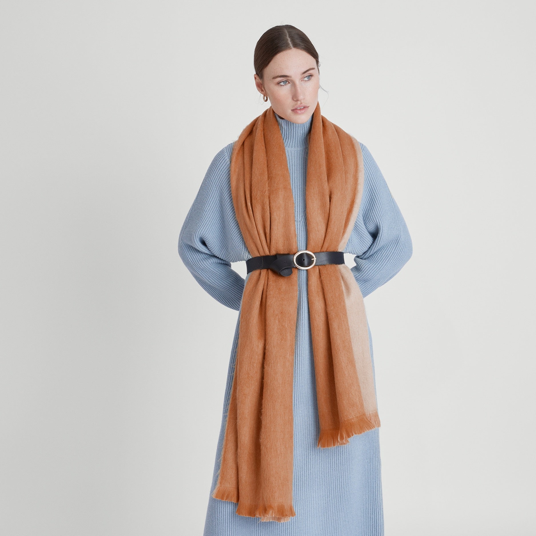 Dubbele Sjaal/Omslagdoek Roest/Naturel