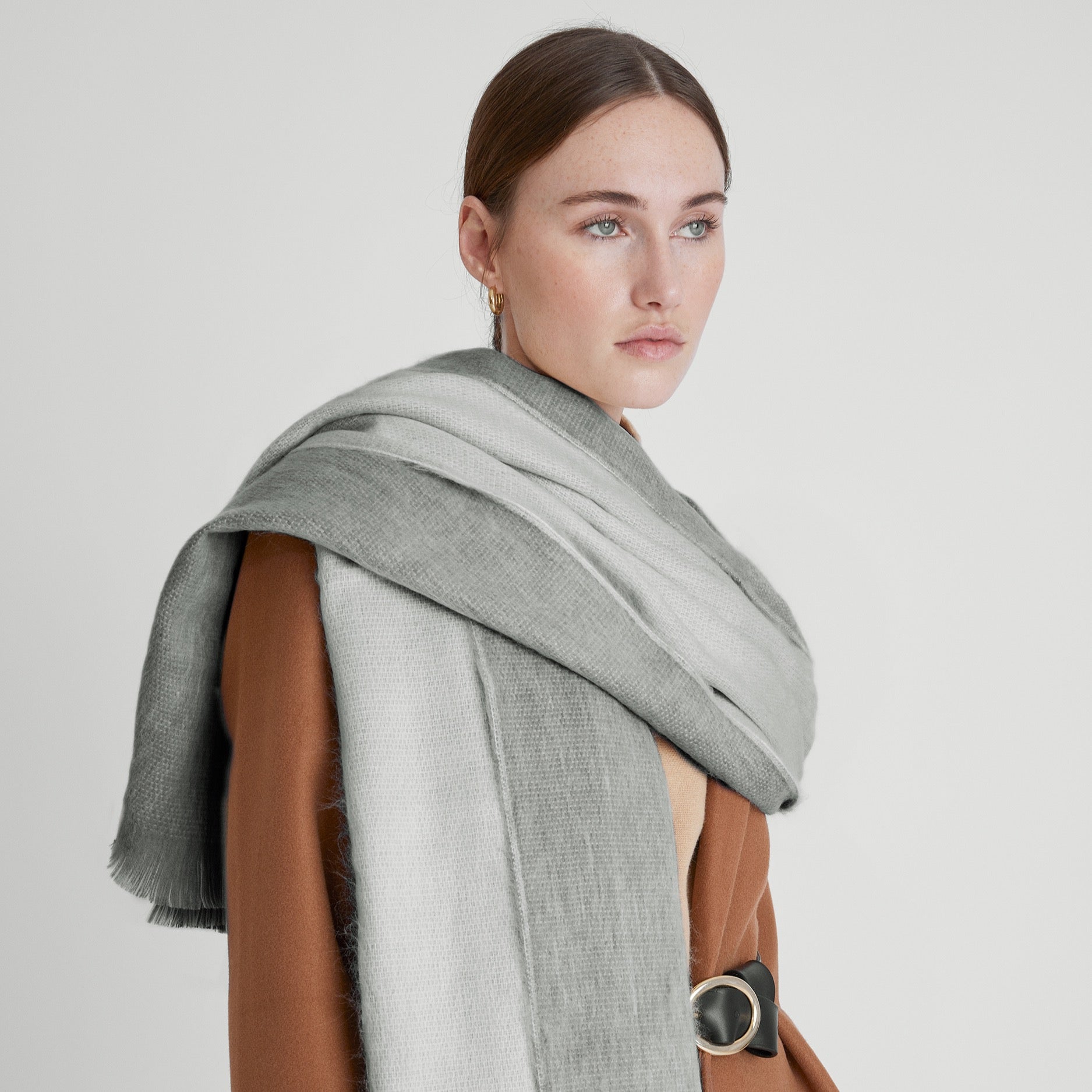 Dubbele Sjaal/Omslagdoek Lichtgrijs/Donkergrijs