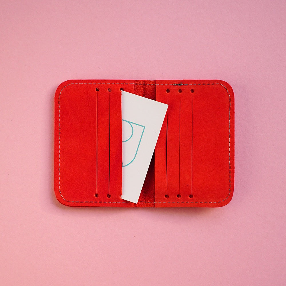 leren card sleeve rood