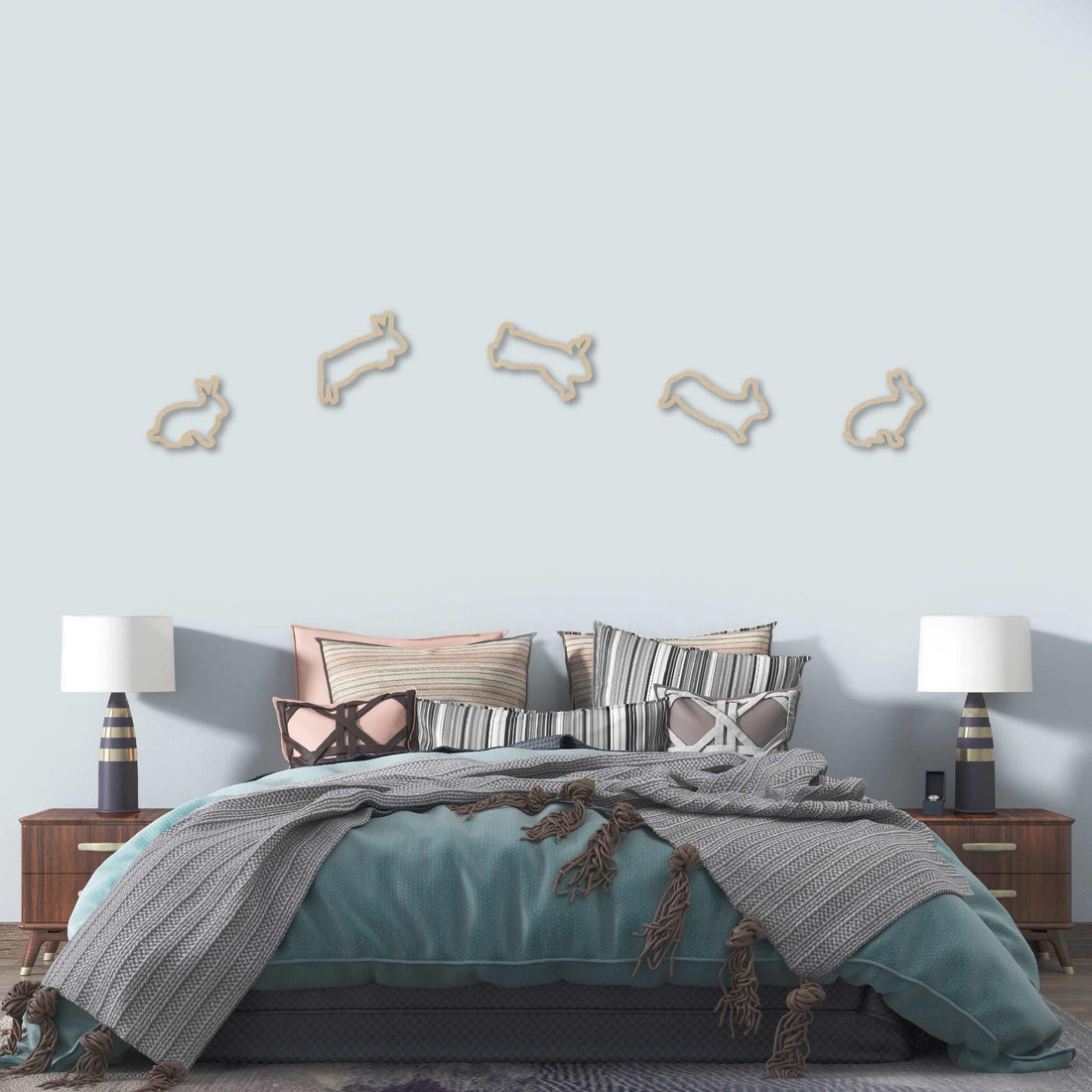 Wanddecoratie Konijnen - hout of zwart