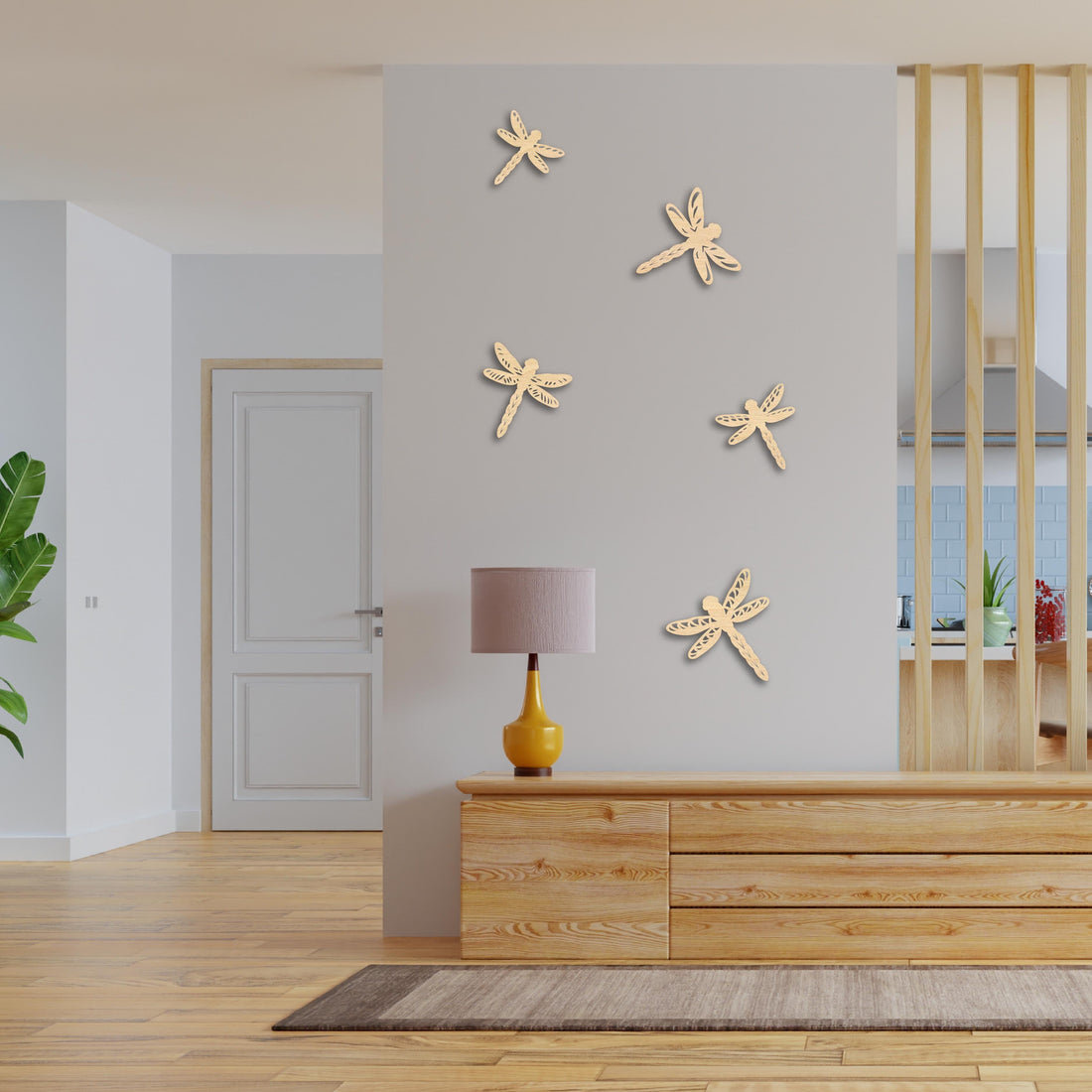 Wanddecoratie Libellen - hout of zwart