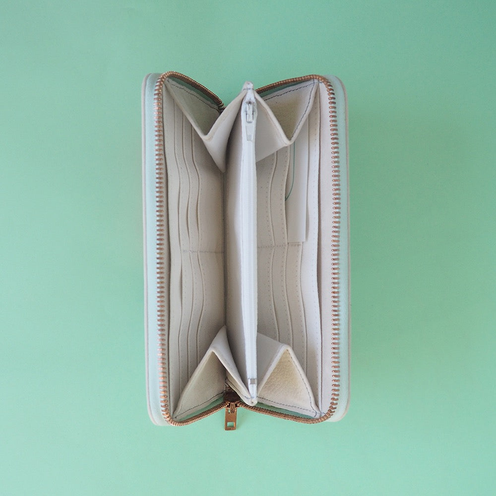 leren portemonnee zand