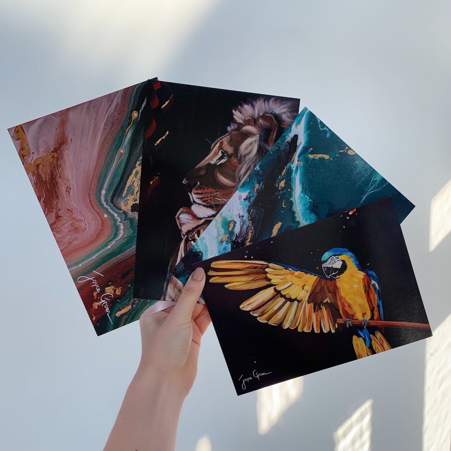 4 dieren - abstracte kaarten