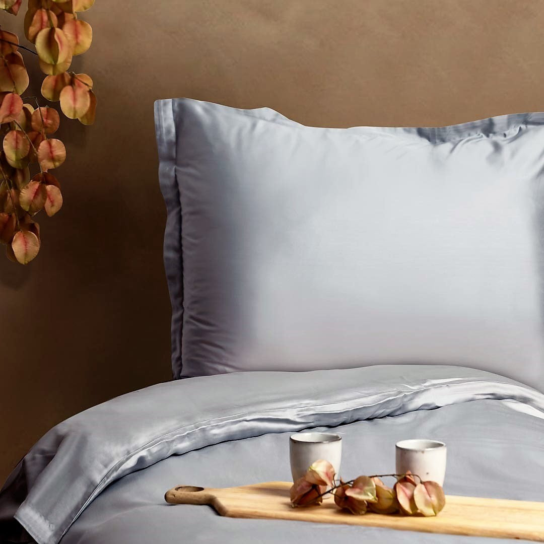 Tencel dekbedovertrek grijsblauw