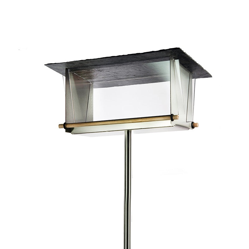 RVS Vogelvoersilo met Leisteen dak