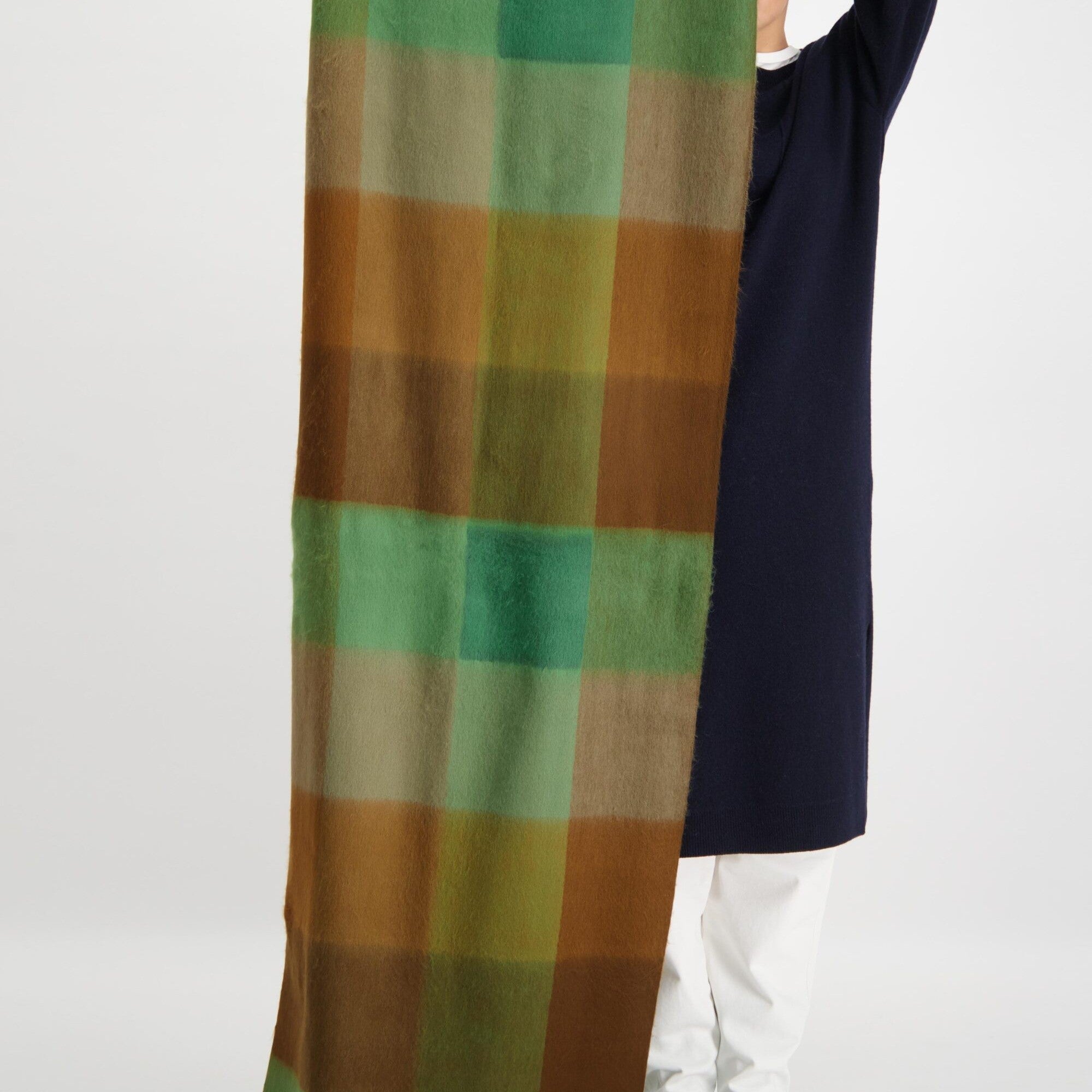 Scarf Blocked Green/Brown/Naturals