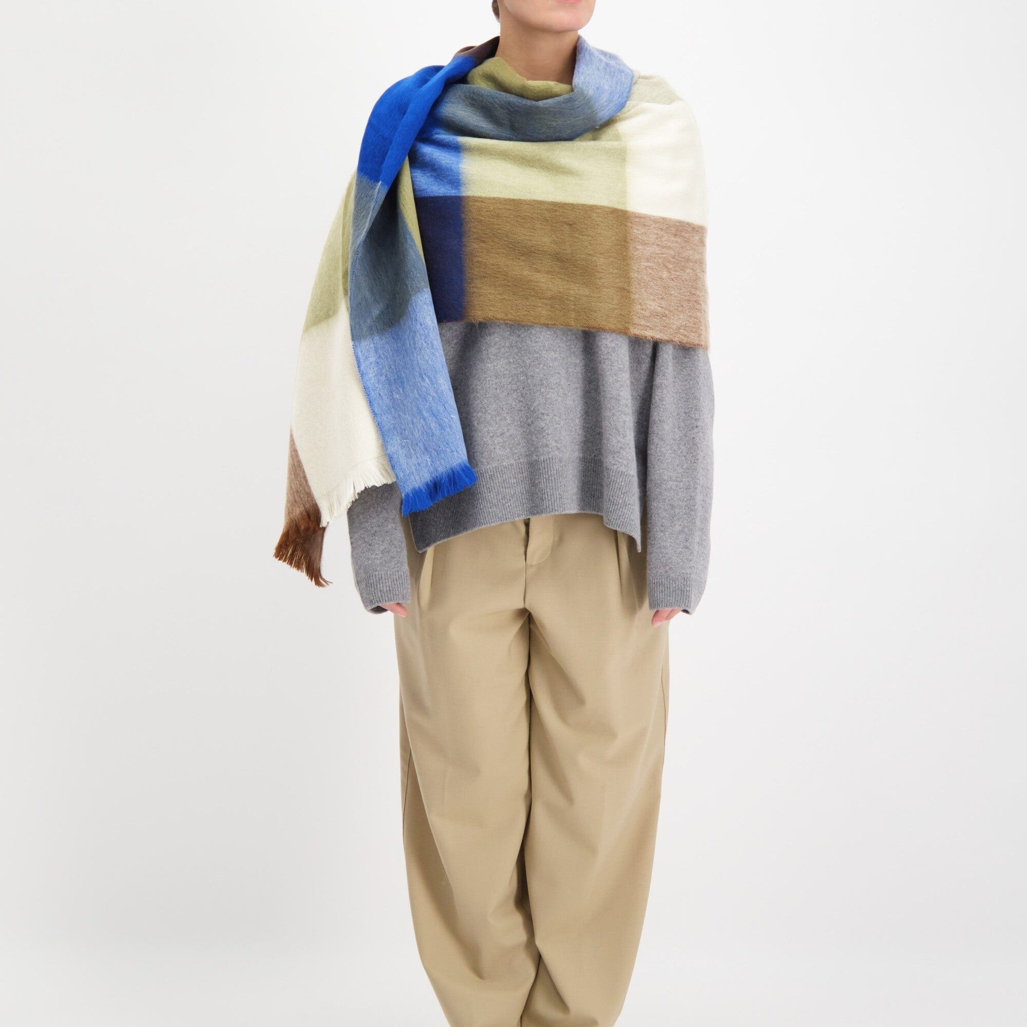 Scarf Blocked Cobalt Blue/Naturals