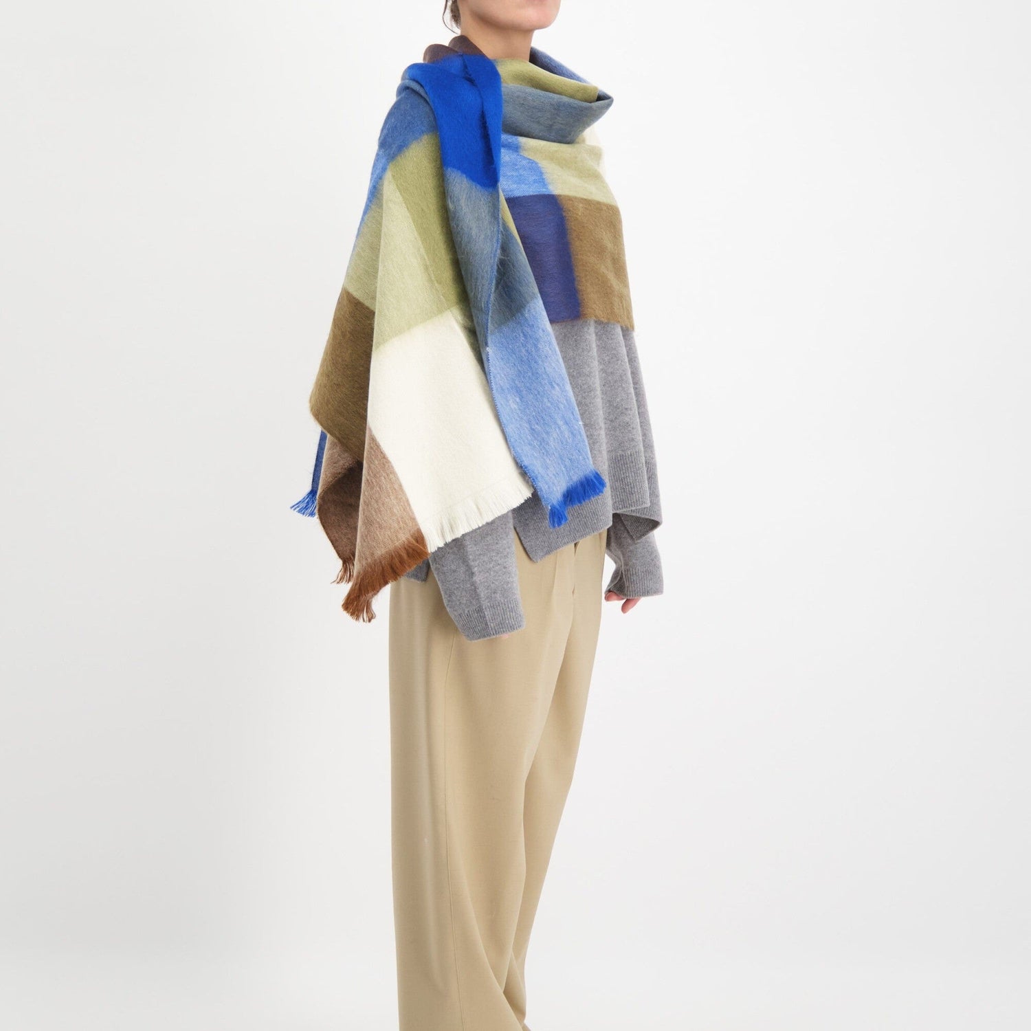 Scarf Blocked Cobalt Blue/Naturals