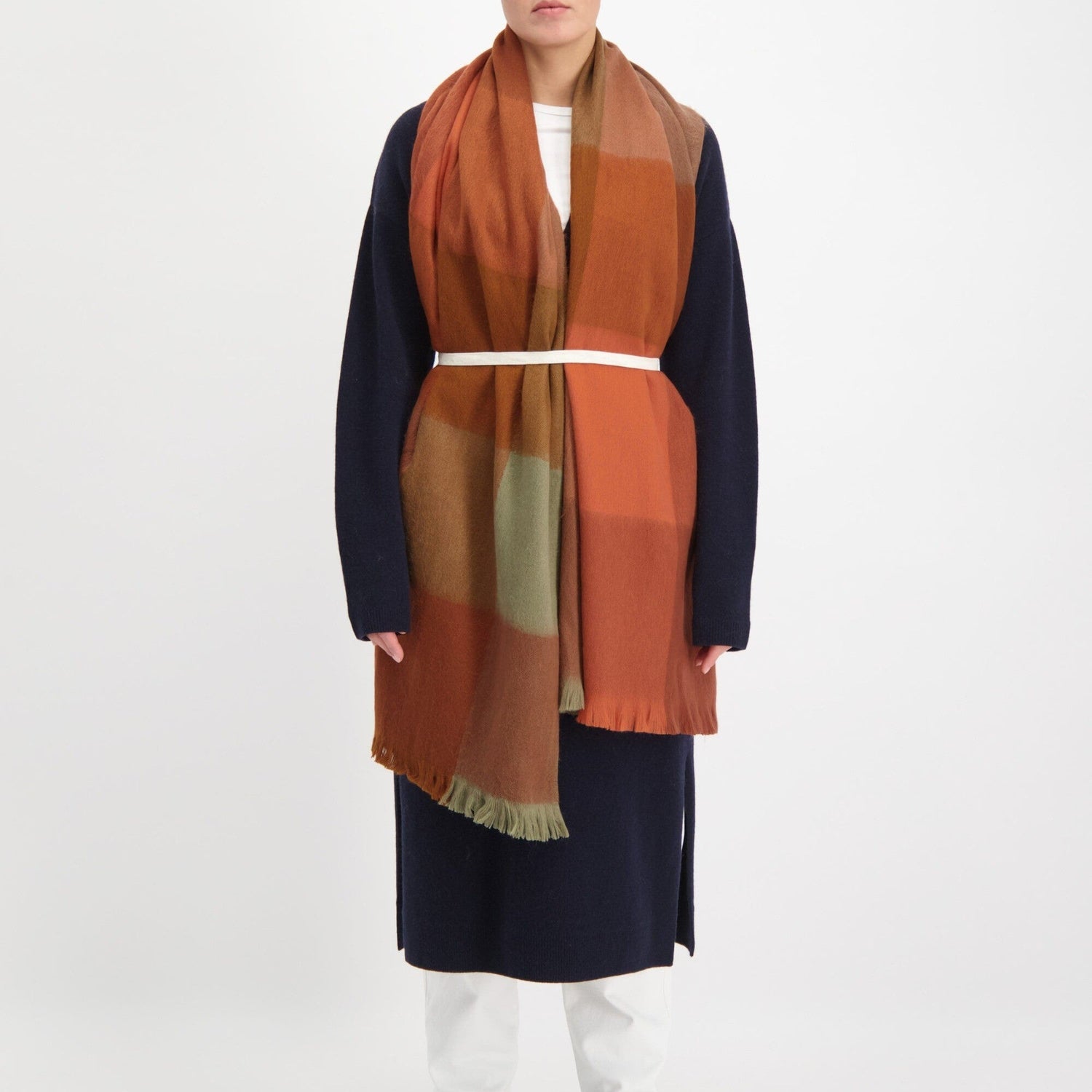 Scarf Blocked Cinnamon/Terracotta/Brown