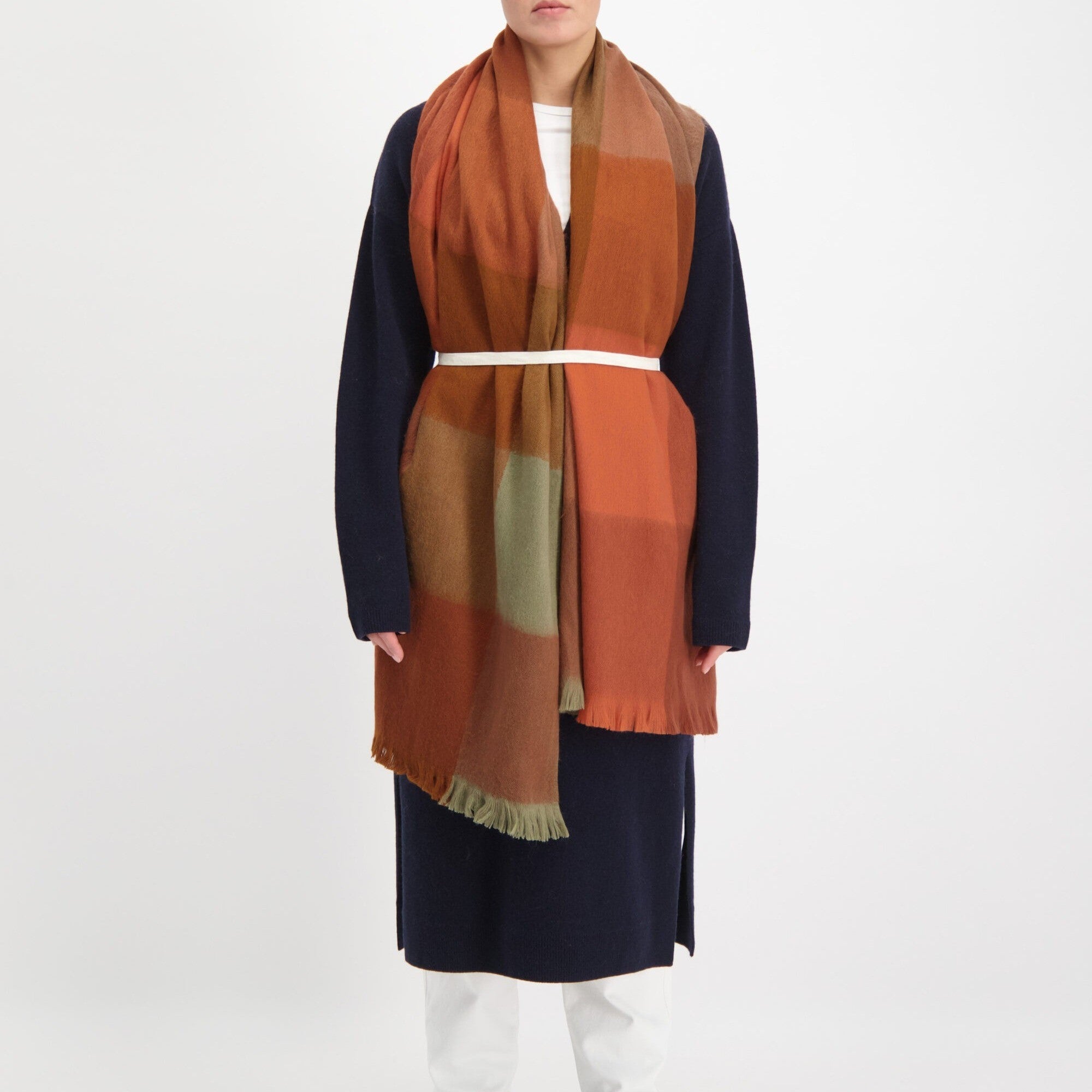 Scarf Blocked Cinnamon/Terracotta/Brown