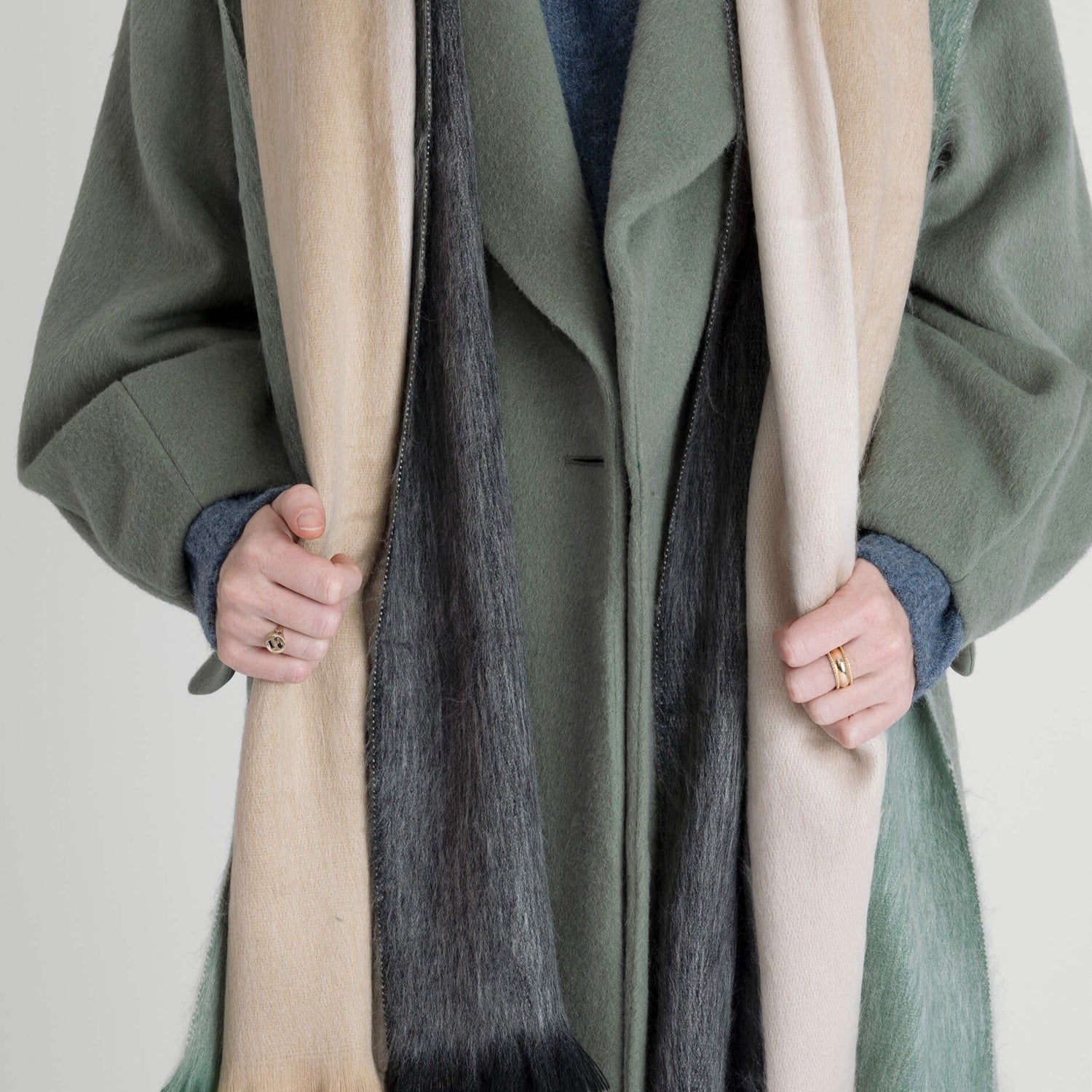 Scarf Striped Mint/Beige/Black