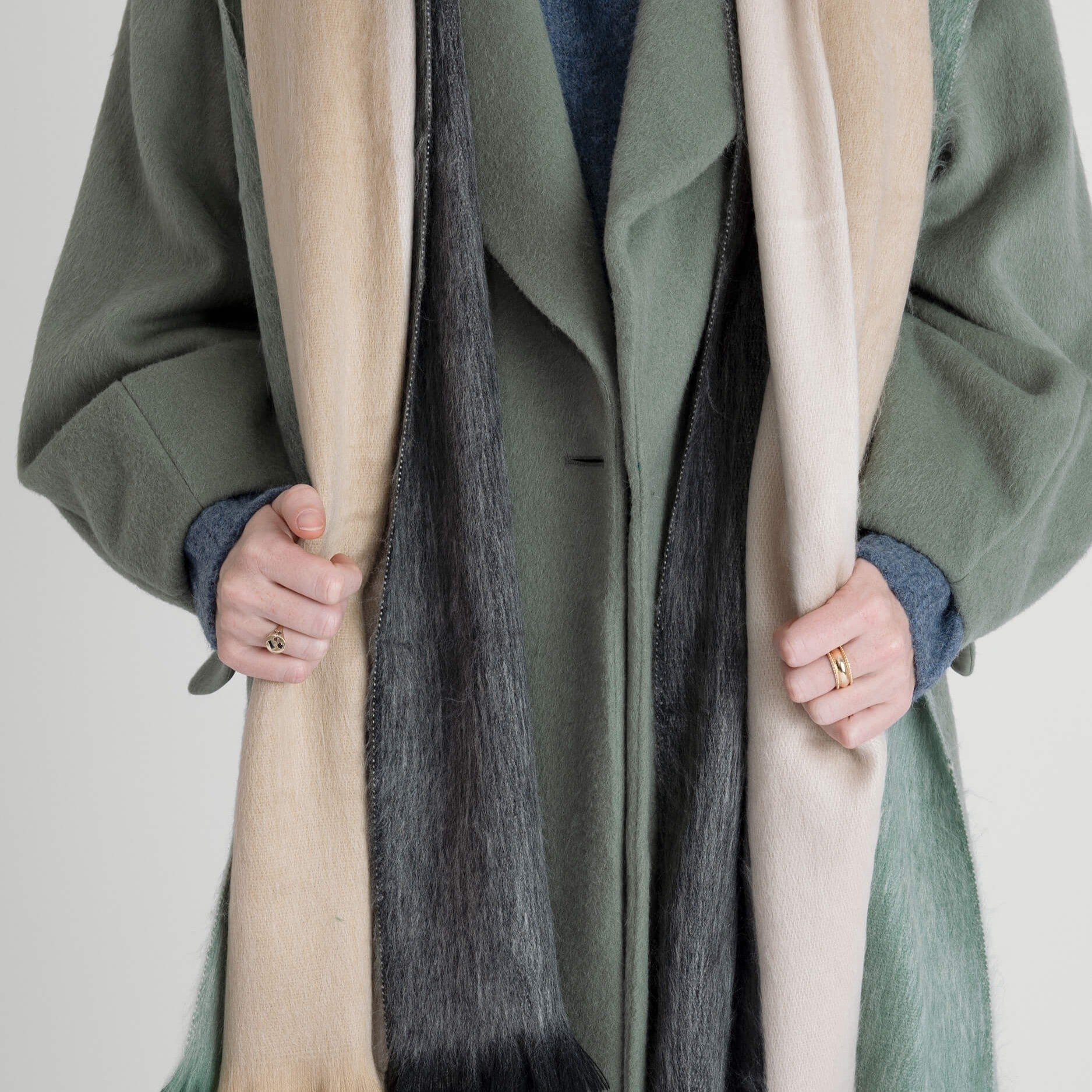 Scarf Striped Mint/Beige/Black