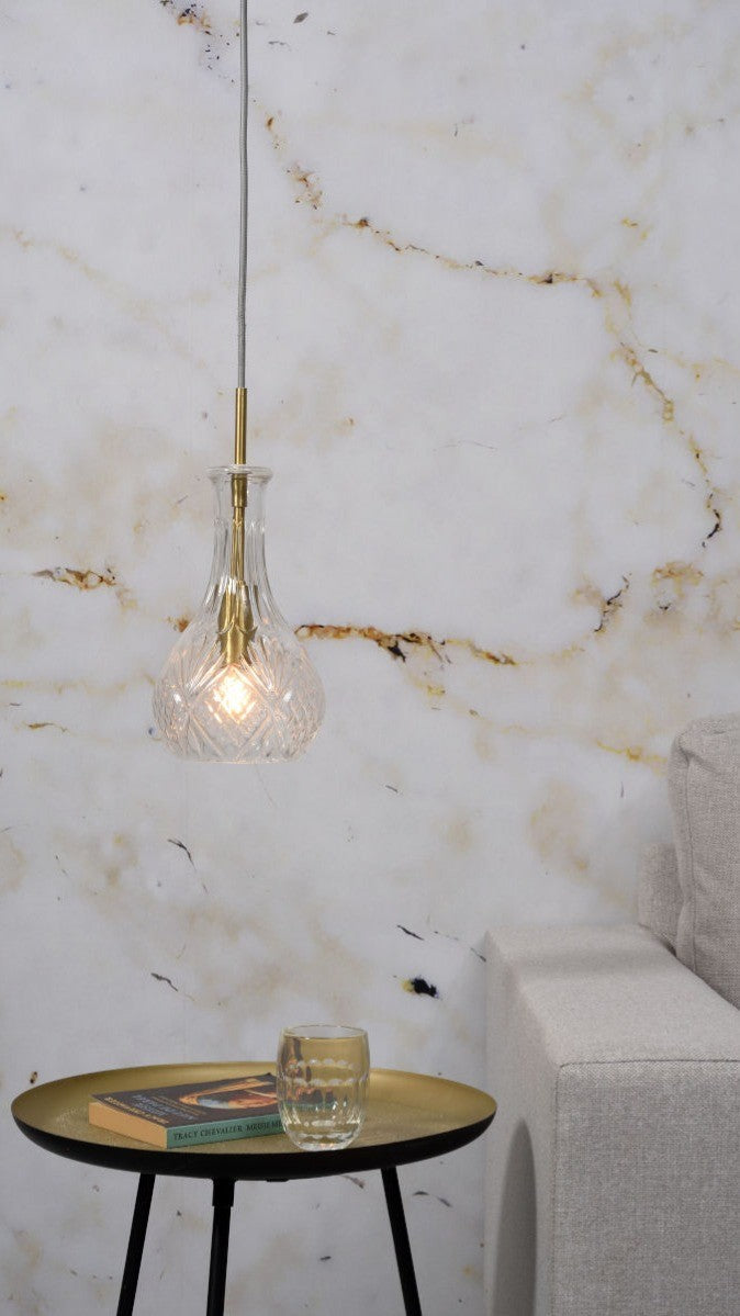 BRUSSELS - hanglamp - transparant - goud