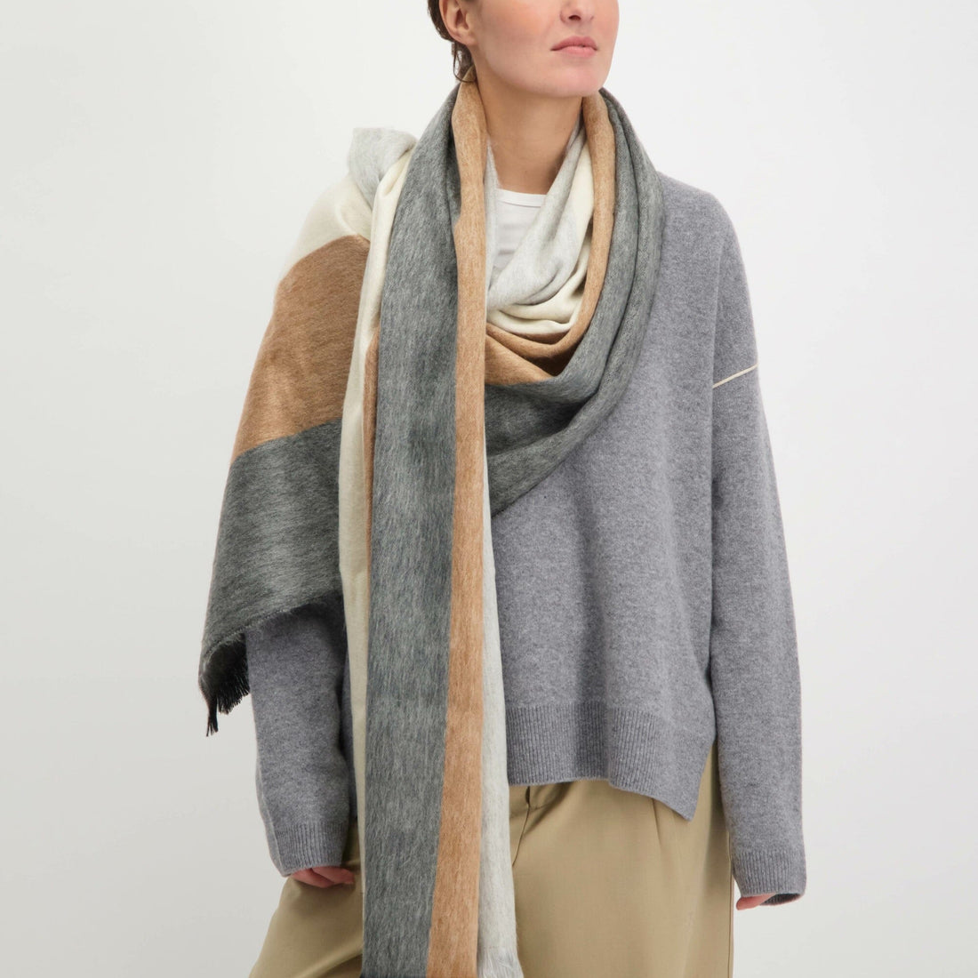 Scarf Striped Black/Grey/Naturals