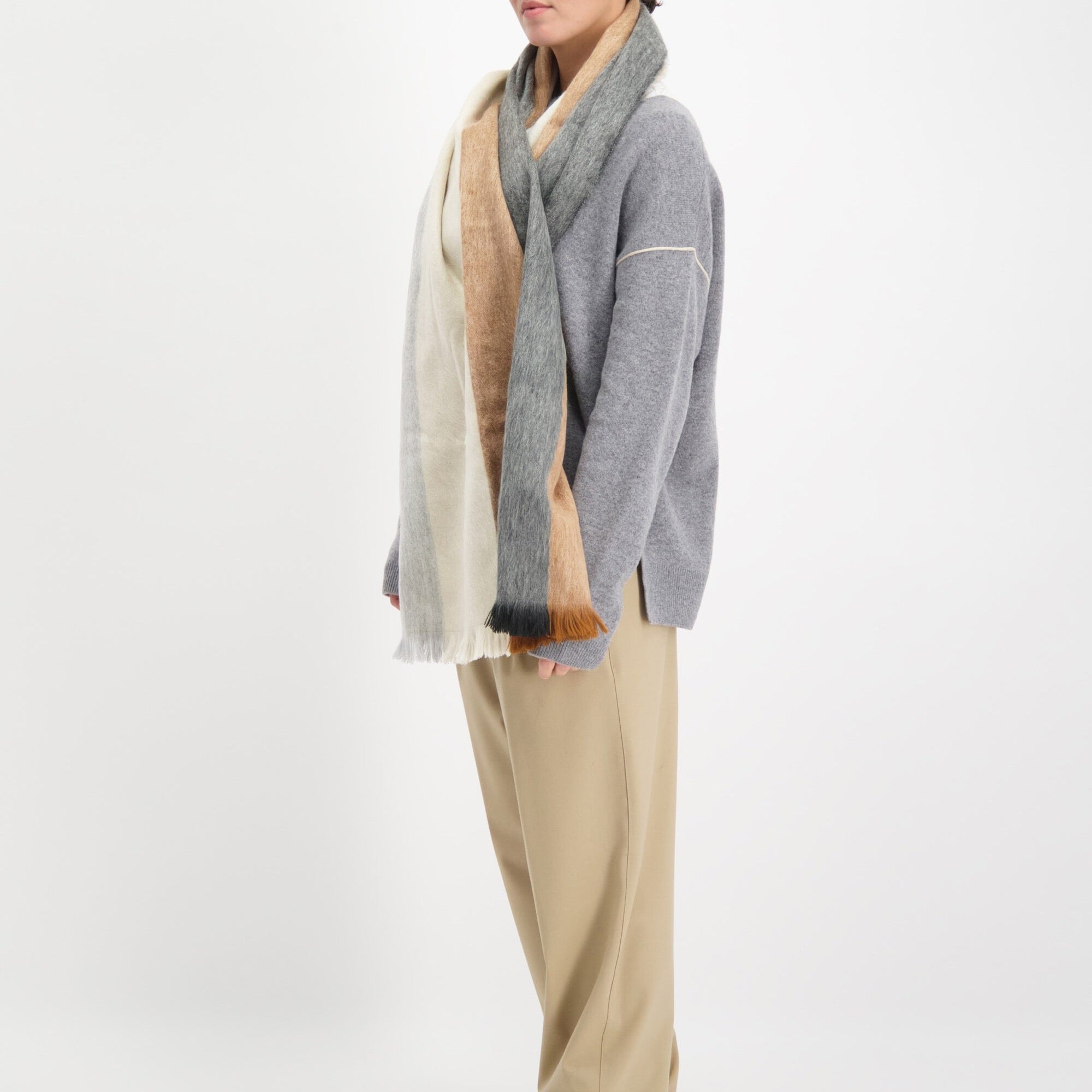 Scarf Striped Black/Grey/Naturals