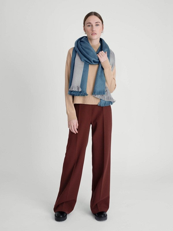 Dubbele Sjaal/Omslagdoek Blauw/ Licht grijs