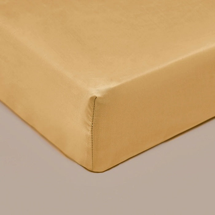 Bamboe hoeslaken okergeel