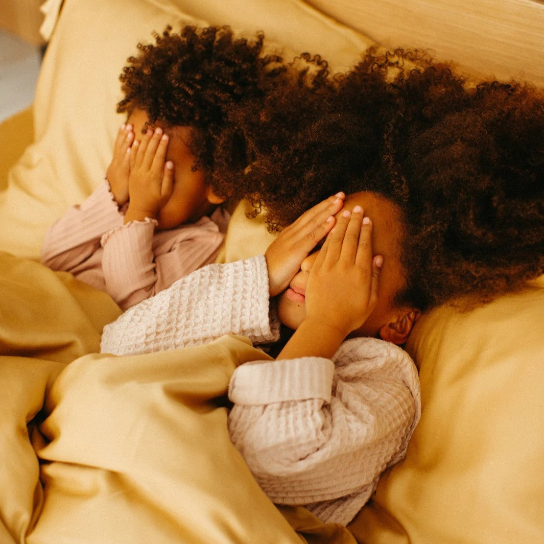 Bamboe hoeslaken okergeel