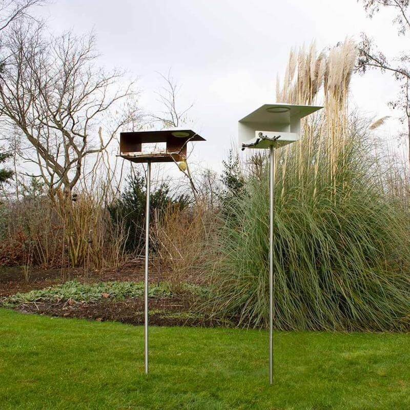 Bauhaus voederhuisje Groot dak Cortenstaal