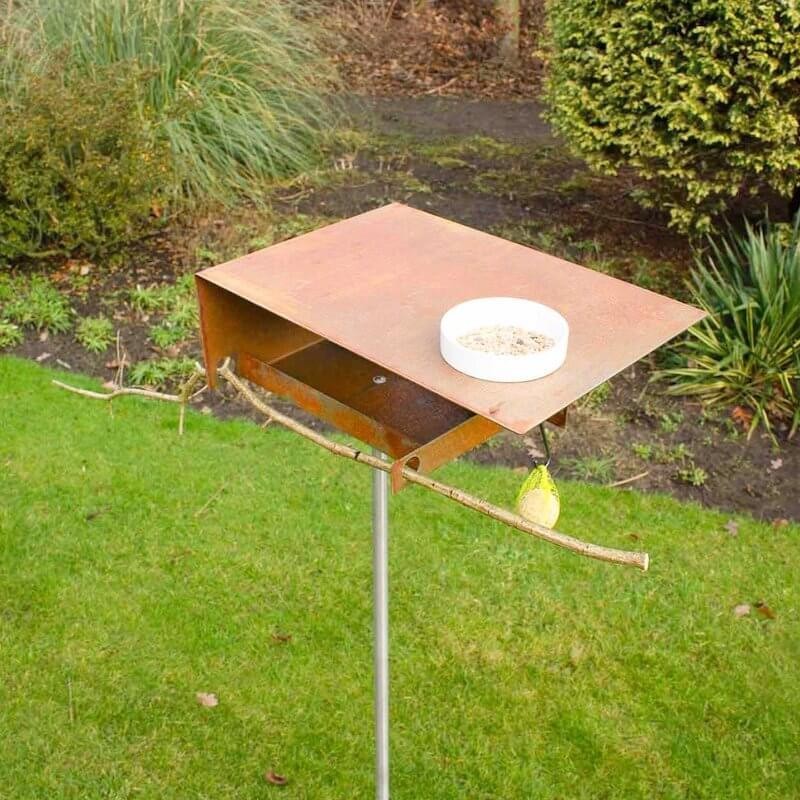 Bauhaus voederhuisje Groot dak Cortenstaal